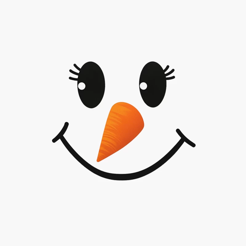 Cute Snowman Face with Carrot Nose Cartoon Illustration Cotton Tote Bag