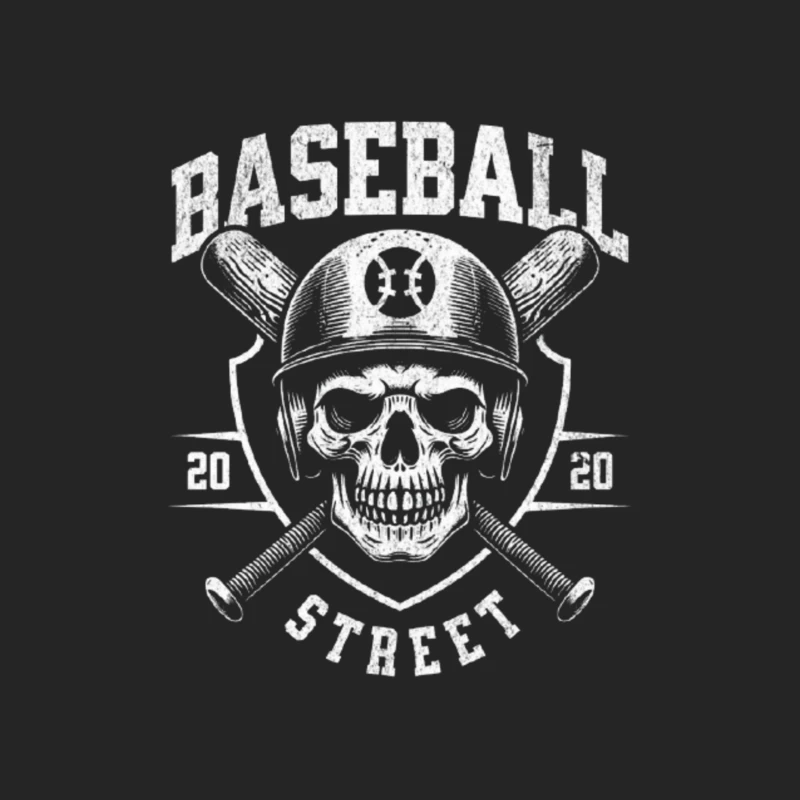 Vintage Baseball Skull with Crossed Bats Monochrome Logo Male Pullover Sweatshirt