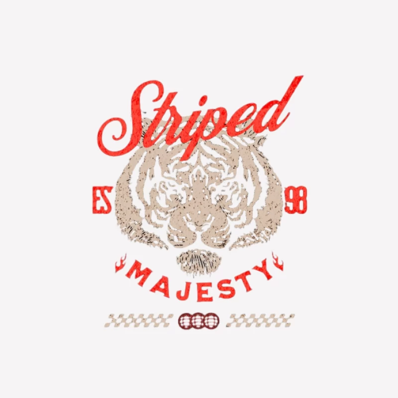 Tigre brodé avec inscription 'Striped Majesty' Homme T-Shirt