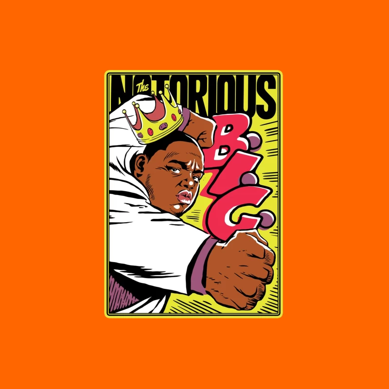 Notorious Hip-Hop Comic Style Illustration with Crown Tapestry