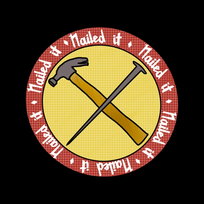 "Nailed It" Achievement Badge with Crossed Hammer and Nail Throw Pillow