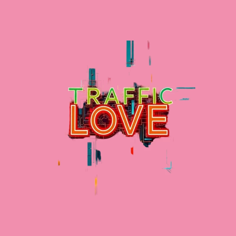 Neon Traffic Love Typography with Glitch Effect Female T-Shirt