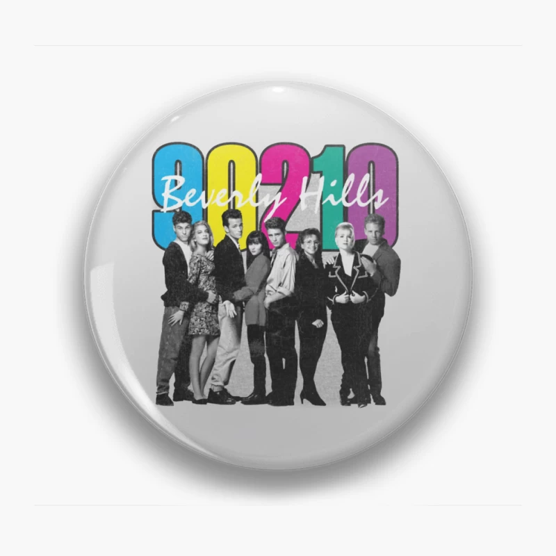 Beverly Hills 90210 Retro TV Show Cast Photo with Colorful Logo Pin