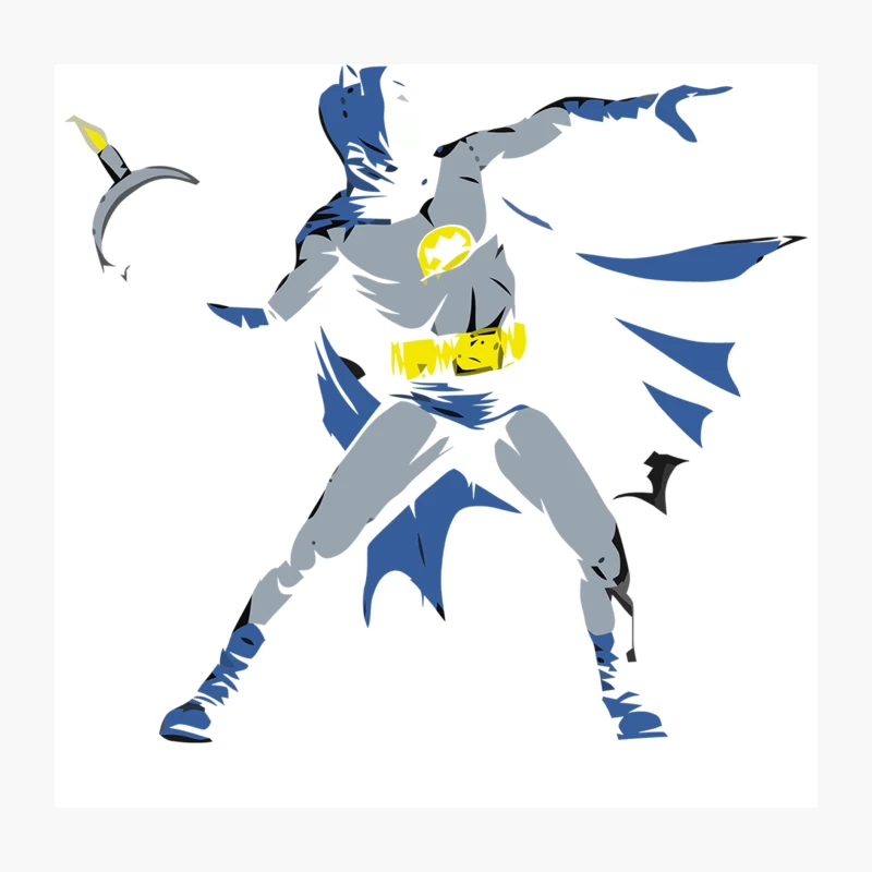 Stylized Batman Superhero Illustration in Action Pose Throw Pillow