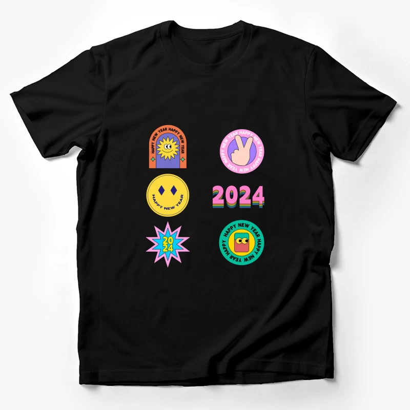 Fröhliches Neujahr 2024 Sticker Design Herren T-Shirt