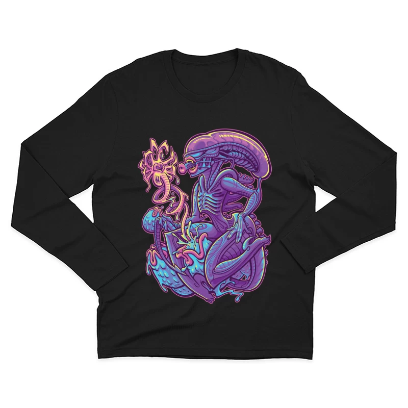 Colorful Surreal Alien Creature in Digital Art Male Long Sleeve T-Shirt