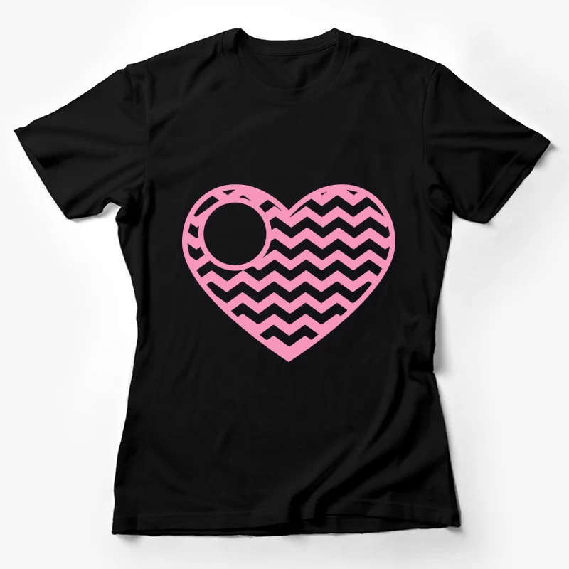 Motif de coeur rose avec zigzags Femme T-Shirt