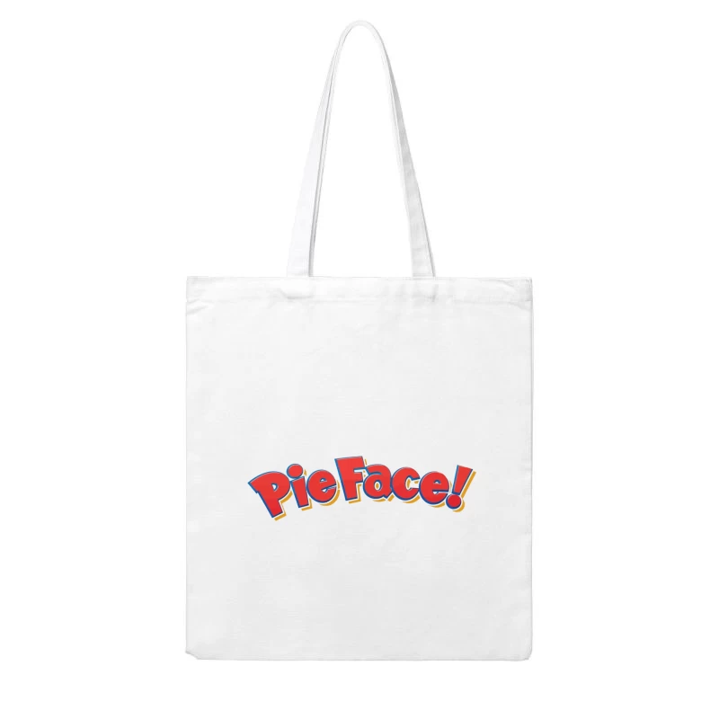 Pie Face Classic Game Logo in Red Cartoon Letters Cotton Tote Bag