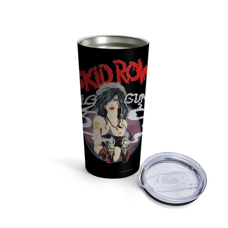 Skid Row Big Guns Vintage Rock Band Artwork Travel Mug