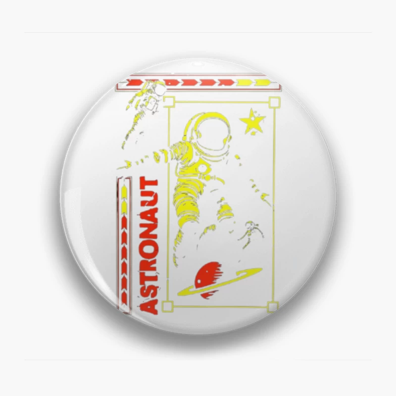 Retro Space Astronaut Vintage Poster Design Pin