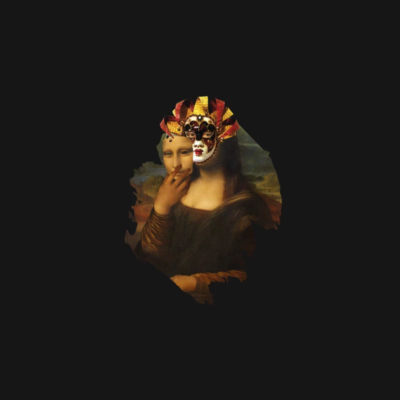 Mona Lisa mit venezianischer Maske Herren Langarm T-Shirt