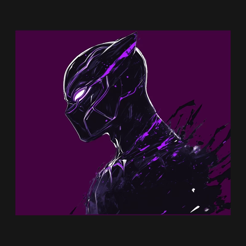 Black Panther Glowing Purple Black Panther Silhouette in Comic Art Style Mouse Pad