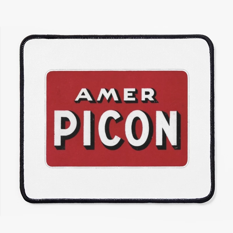 Vintage Amer Picon Logo Typography on Red Background Mouse Pad