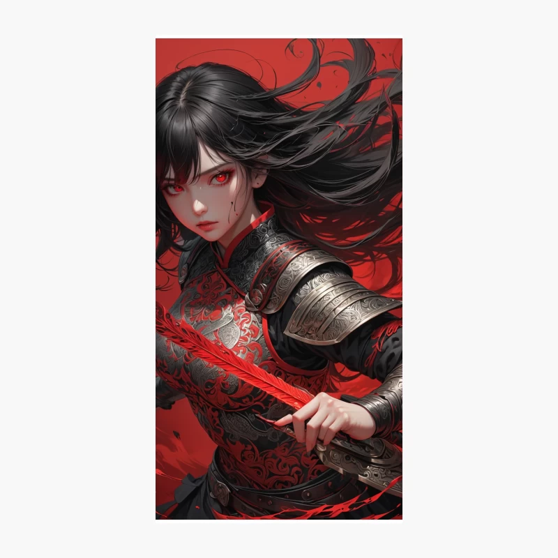 Crimson-Eyed Warrior: A Dark Fantasy Portrait iPhone Case