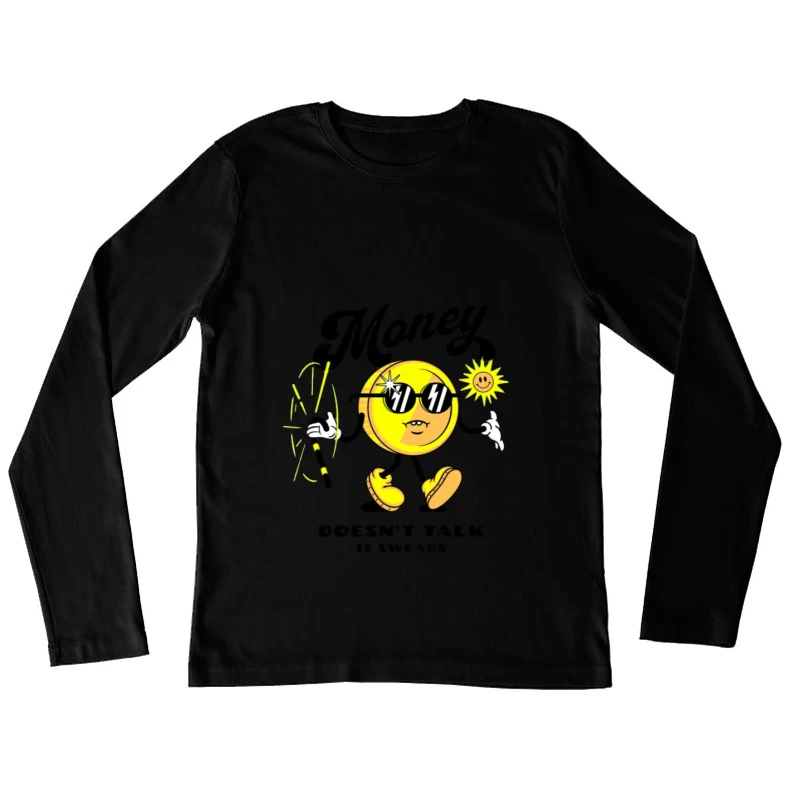 Lustige Geldmünze Grafik Damen Langarm T-Shirt
