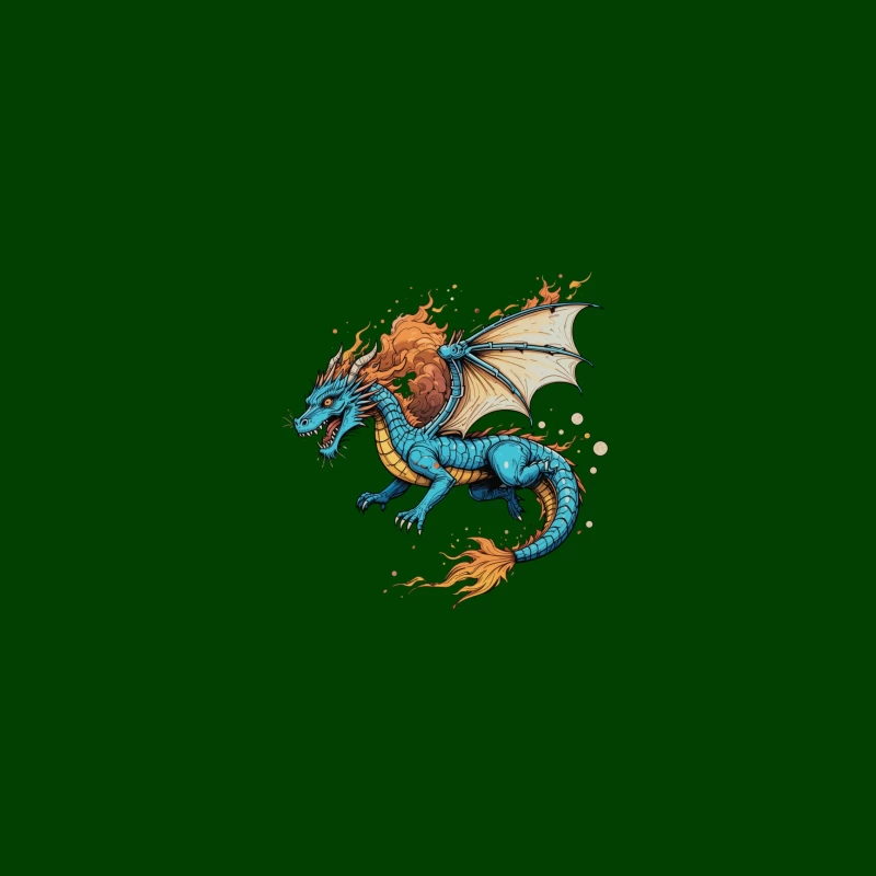 Fierce Blue Dragon with Fiery Mane and Wings iPhone Case