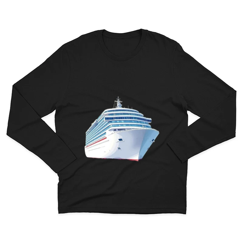 Modern Luxury Cruise Ship in White and Blue Design Male Long Sleeve T-Shirt