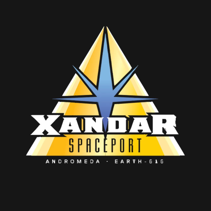 Geometric Spaceport Logo: Futuristic Sci-Fi Design in Yellow and Blue Mouse Pad