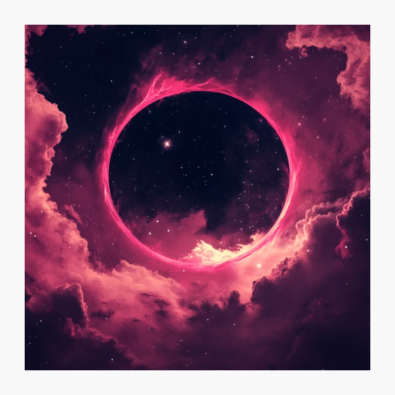 Surreal Pink Cosmic Eclipse in Nebula-filled Space Pin