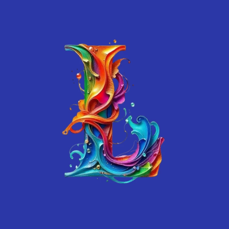 Vibrant Liquid Rainbow Letter L Artistic Typography Pin