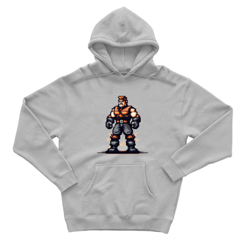 Retro Pixel Art Military Combat Hero Male Pullover Hoodie