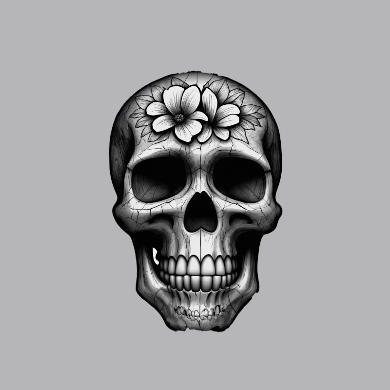Floral Skull Illustration Tapestry