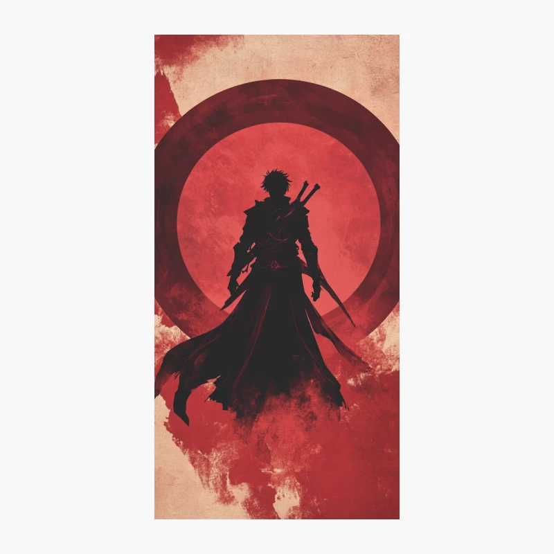 Samurai Warrior Silhouette Against Red Moon iPhone Case