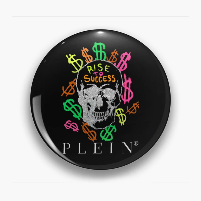 Colorful Skull Money Motivation Art: Rise to Success Pin