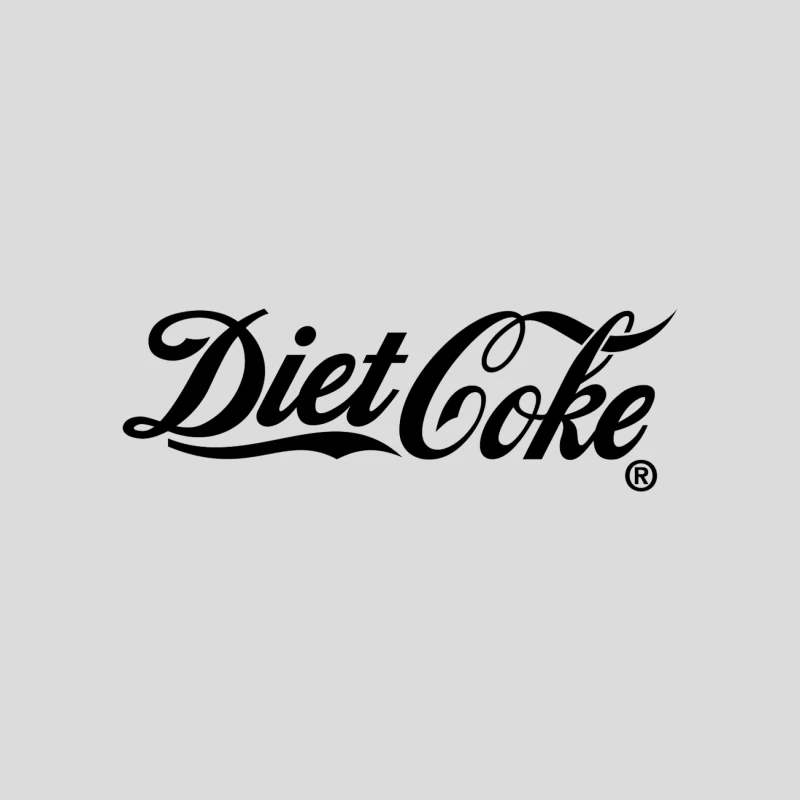 Classic Diet Coke Logo: Black and White Calligraphic Branding Baseball Cap