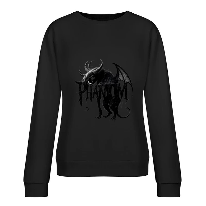 Gothic Phantom Beast with Horns and Wings Dark Art Illustration Female Pullover Sweatshirt