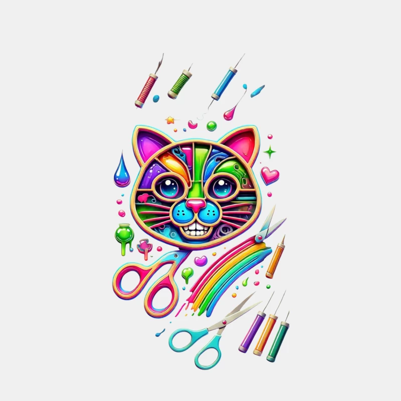 Rainbow Pop Art Cat with Creative Art Supplies Male Tank Top