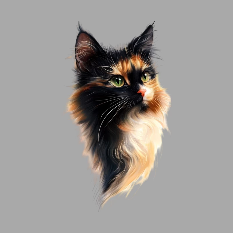 Stunning Portrait of a Fluffy Multicolored Cat Male Pullover Hoodie