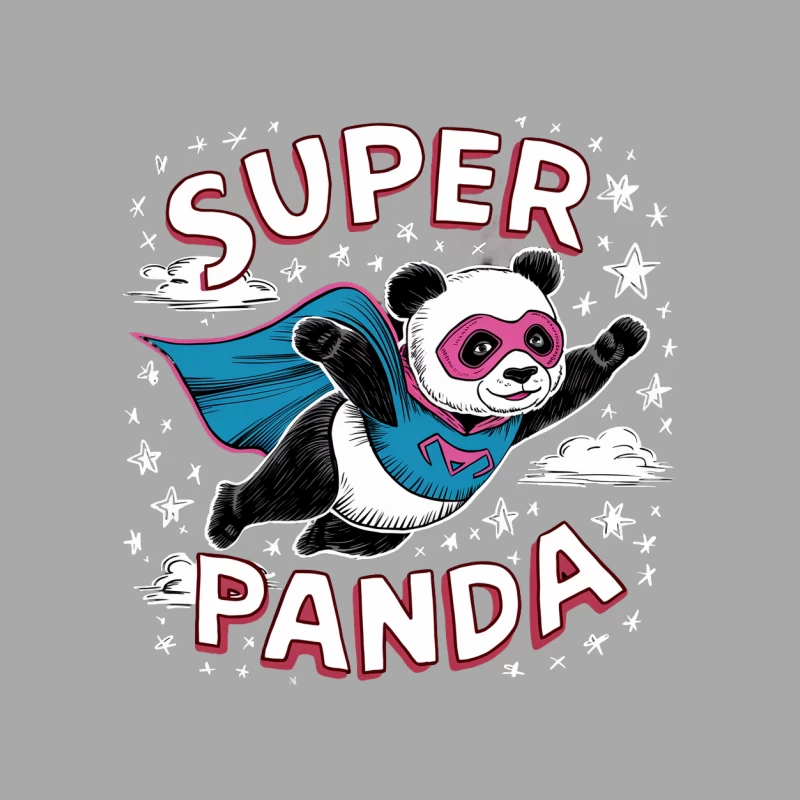 cartoon superhero panda comic art funny animal illustration typography Male Pullover Hoodie
