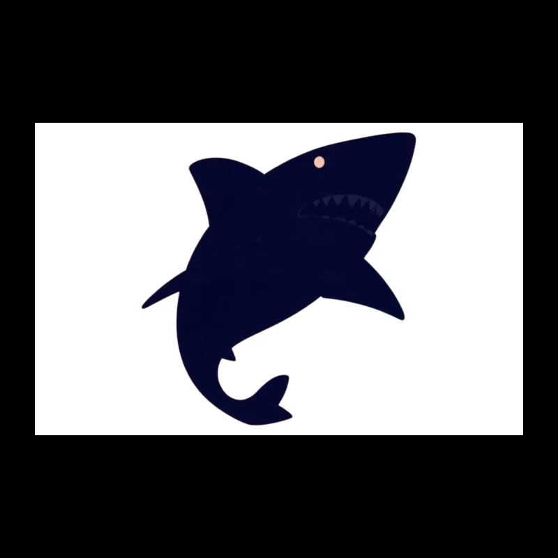 Navy Blue Cartoon Shark Silhouette Travel Mug