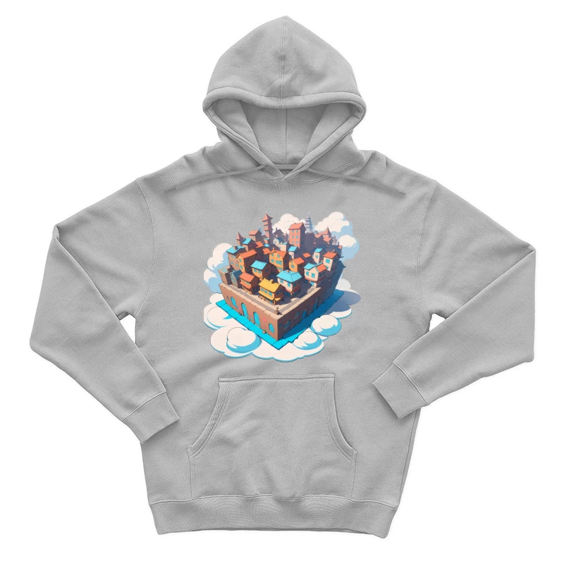 Whimsical Colorful City in the Clouds Male Pullover Hoodie