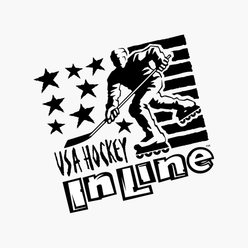 USA Inline Hockey Sports Logo with Stars and Stripes Design Cotton Tote Bag