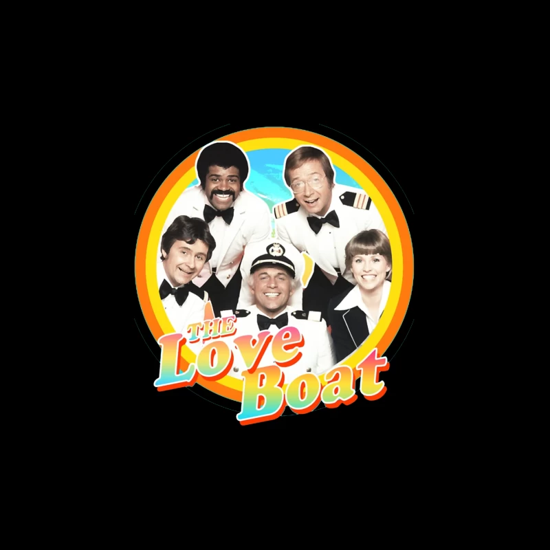 The Love Boat Classic TV Show Cast Promotional Image with Rainbow Circle Frame Mouse Pad