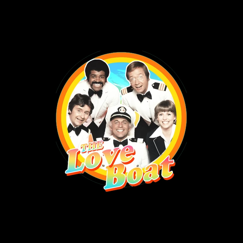 The Love Boat Classic TV Show Cast Promotional Image with Rainbow Circle Frame Tapestry