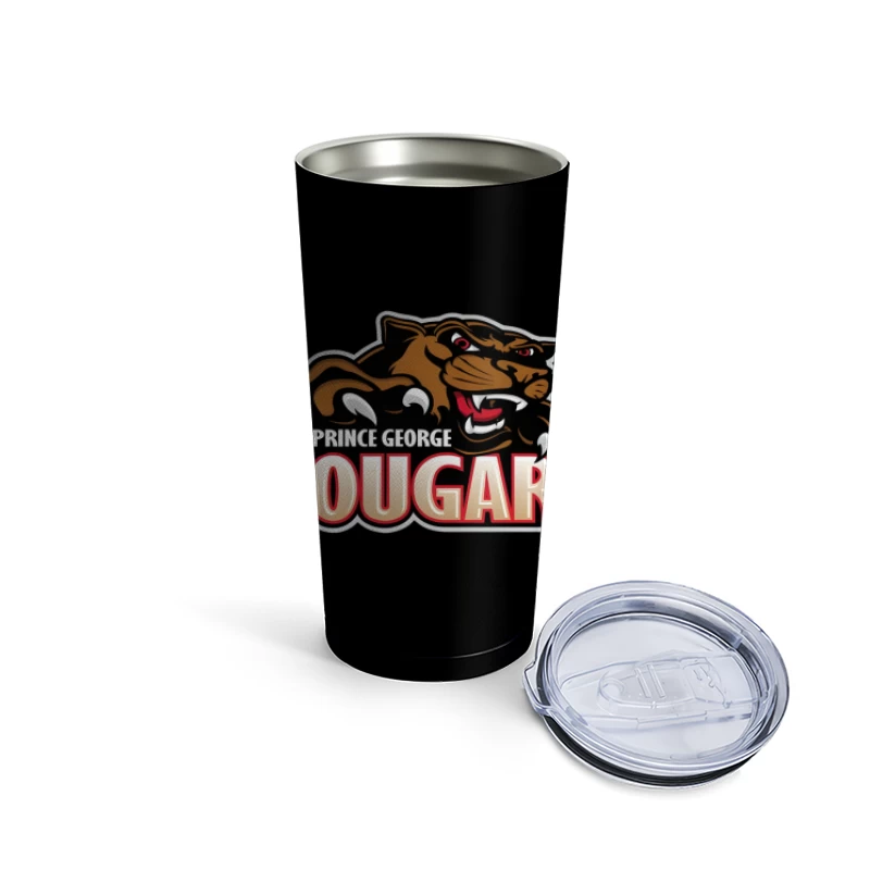 Prince George Cougars Sports Team Logo with Fierce Cougar Mascot Prince George Cougars Travel Mug