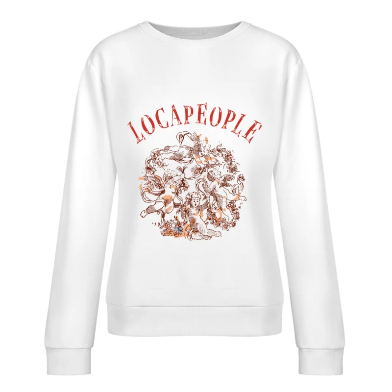 Florales Kunstwerk mit Schriftzug Damen Pullover Sweatshirt