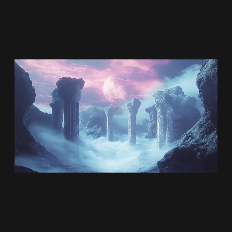 Ethereal Columns on a Misty Alien World Desk Mat