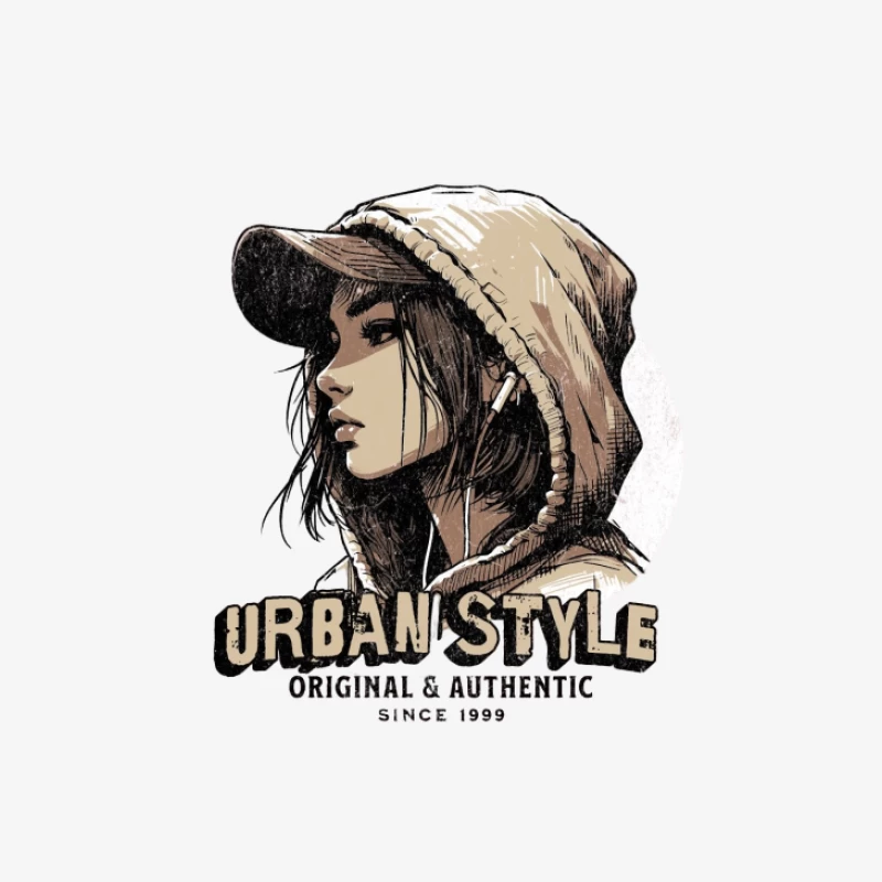 Urbanes Stil, Mütze und Kopfhörer Illustration Damen Langarm T-Shirt