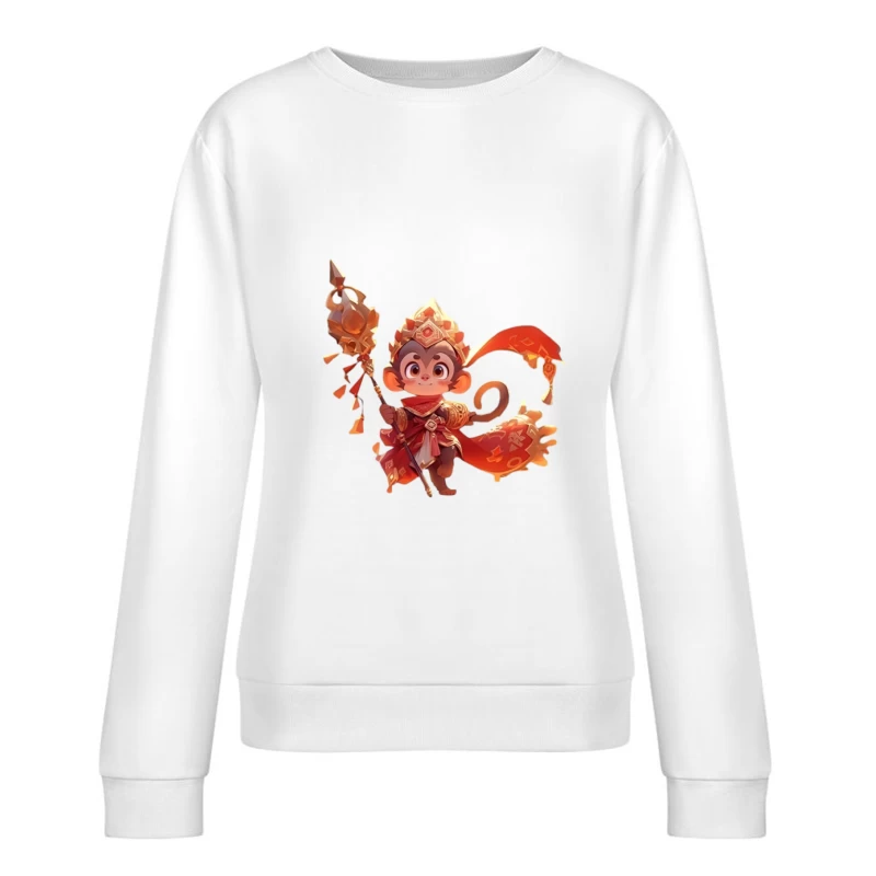 Guerrier singe mignon avec sceptre Femme Sweat-shirt à enfiler