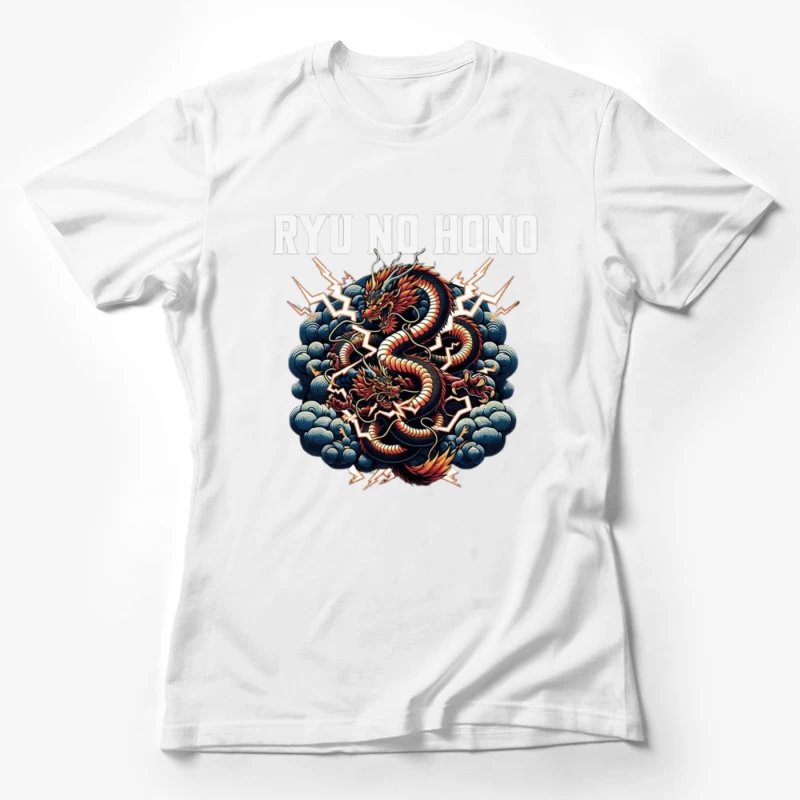 Traditional Japanese Thunder Dragon in Stormy Clouds Female T-Shirt