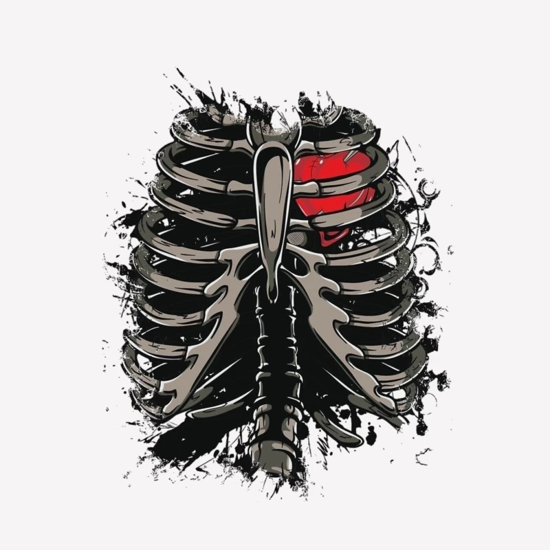 Anatomical Illustration of a Skeleton with a Heart Male T-Shirt