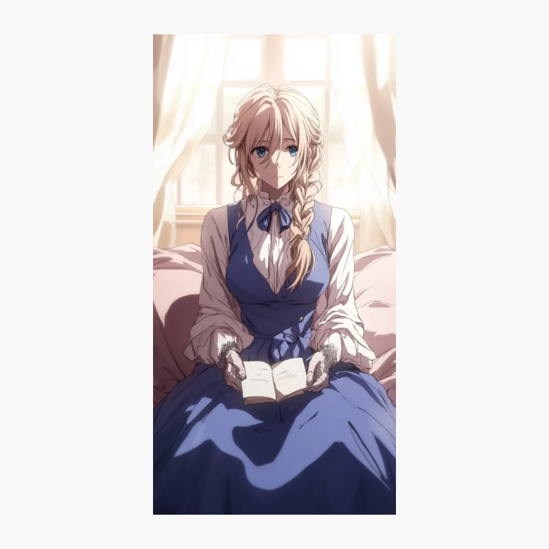 Blonde Anime Girl Reading in Sunlit Bedroom iPhone Case