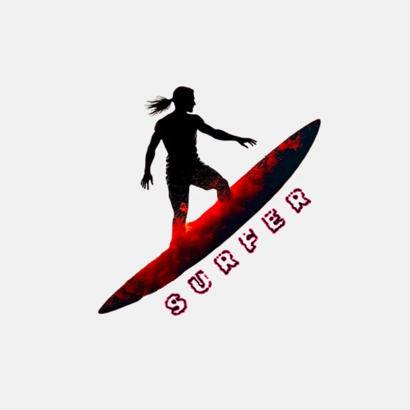 Dynamic Surfer Silhouette with Red Wave Effect Male Tank Top