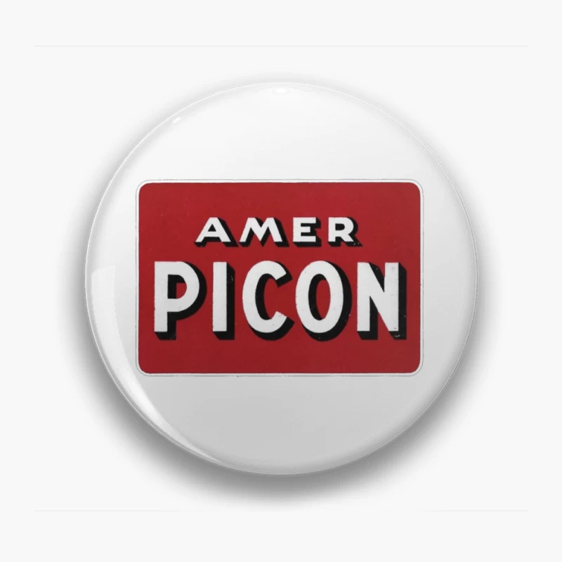 Vintage Amer Picon Logo Typography on Red Background Pin