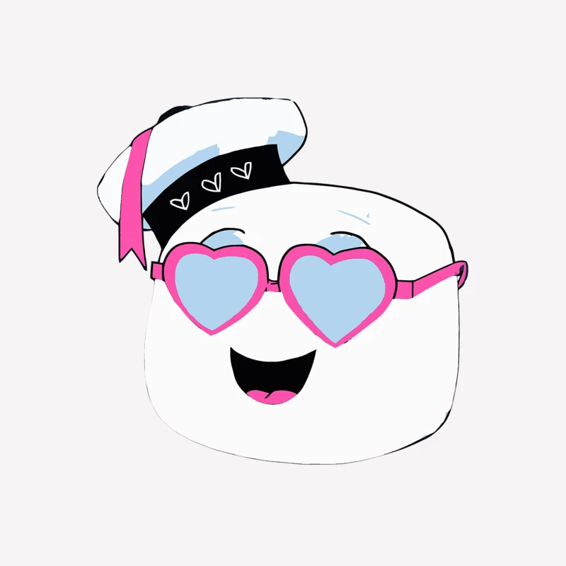Cute Cartoon Sailor with Heart Sunglasses Male T-Shirt