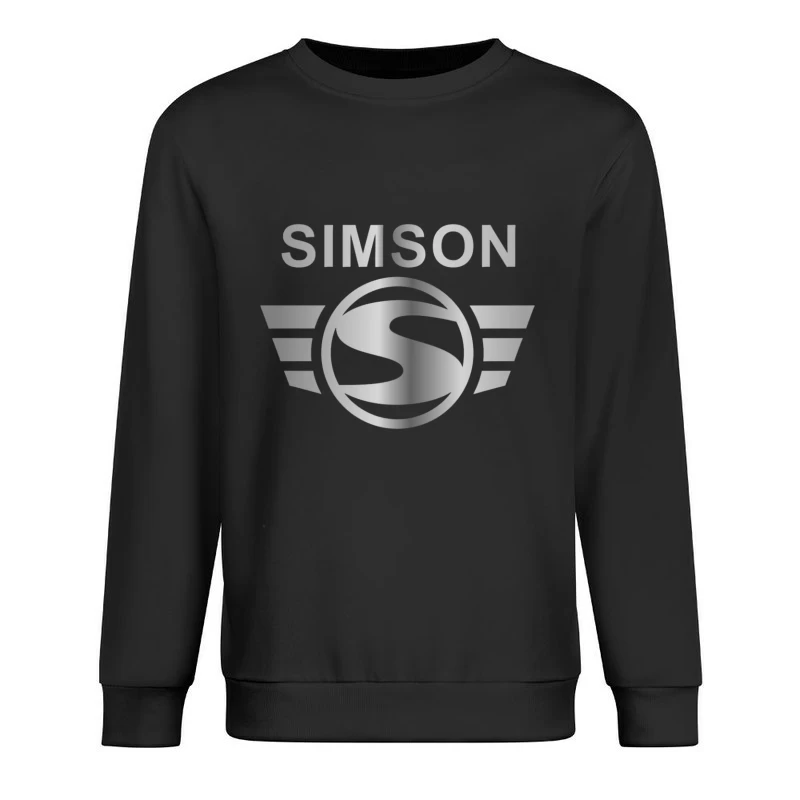 Simson Vintage Motorcycle Brand Logo with Silver Wings Male Pullover Sweatshirt